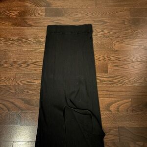 Lulu's Black Ribbed Knit Midi Sweater Skirt